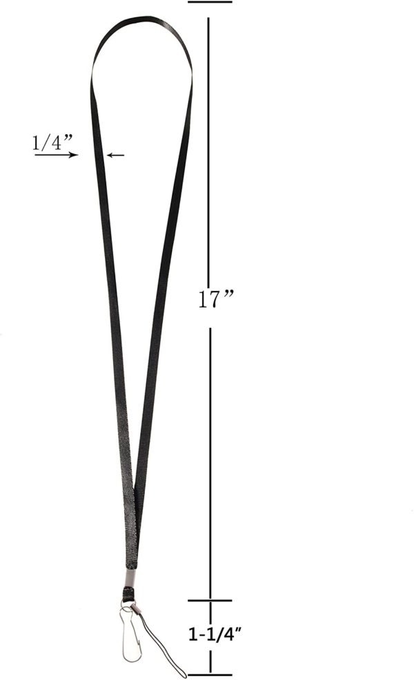 17 inch Black Nylon Lanyards id badge strap length & width