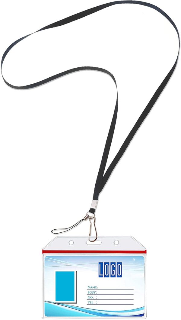 17 inch Black Nylon Lanyards with badge